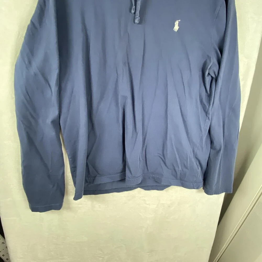 Polo Ralph Lauren Hoodie Mens Medium Blue Long Sleeve Lightweight Pullover Logo